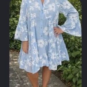 In Italy Lace Blossom Mini Dress Baby Blue One Size New With Tags